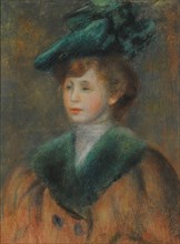 Portrait of a Young Woman with Green Hat. Creator: Renoir, Pierre Auguste