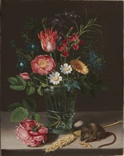 Flowers in a vase with a nibbling mouse. Creator: Peeters, Clara (1594-1658).