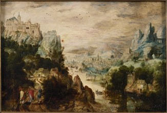 Landscape with Road to Emmaus, c.1540. Creator: Herri met de Bles, Henri de (1510-1550).