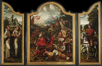 The Battle of Clavijo, ca 1525-1550. Creator: Benson, Ambrosius