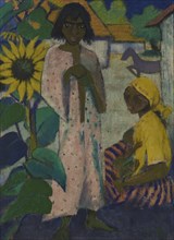 Gypsies with Sunflowers, 1927. Creator: Mueller, Otto
