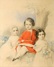 Children in a landscape, 1840s. Creator: Hau