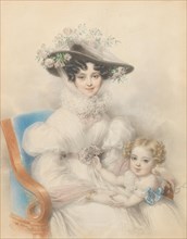 Princess Henrietta of Nassau-Weilburg (1797-1829) with daughter Maria, 1829. Creator: Ender, Johann Nepomuk (1793-1854).