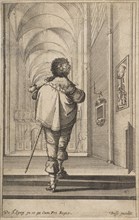 A gentleman seen from behind walking into a church, ca. 1629. Creator: Abraham Bosse.