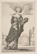 Woman Holding a Fan, 1629. Creator: Abraham Bosse.
