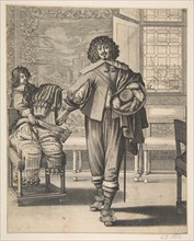Courtier Following Edict Against Superfluity in Dress (Le Courtisan suivant le..., mid-17th century. Creator: Abraham Bosse.