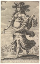 Zenobia, an illustration from Pierre Le Moyne's 'La Gallerie des femmes fortes', ca. 1647. Creator: Abraham Bosse.