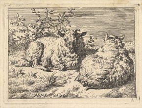 Two Recumbent Sheep, 1670. Creator: Adriaen van de Velde.