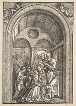 The Holy Family with Two Angels in a Vaulted Hall, ca. 1503. Creator: Albrecht Durer.