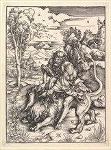 Samson Rending the Lion, ca. 1497-98. Creator: Albrecht Durer.
