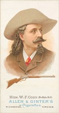 Hon. William Frederick Cody (Buffalo Bill), Rifle Shooter, from World's Champions, Series ..., 1887. Creator: Allen & Ginter.
