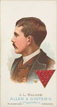 J.L. Malone, Pool Player, from World's Champions, Series 1 (N28) for Allen & Ginter Cigare..., 1887. Creator: Allen & Ginter.