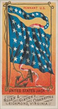 Pennant U.S., United States Jack, from Flags of All Nations, Series 1 (N9) for Allen & Gin..., 1887. Creator: Allen & Ginter.