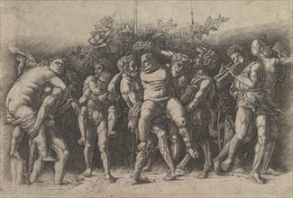 Bacchanal with Silenus; a frieze composition with ten figures around Silenus who is..., early 1470s. Creator: Andrea Mantegna.