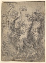 Bacchic revel with Silenus riding a goat in the centre, ca. 1540-43. Creator: Andrea Schiavone.