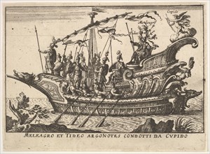 Plate 13: Argonauts Meleager and Tydeus led by Cupid (Meleagro et Tideo Argonotes condotti..., 1664. Creator: Unknown.