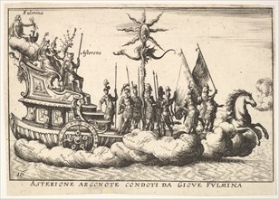Plate 16: The Argonaut Asterion led by a young figure of lightning (Asterione argonote con..., 1664. Creator: Unknown.