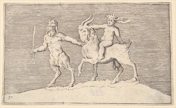 Satyr Leading Goat on which a Infant Rides, published ca. 1599-1622. Creator: Unknown.