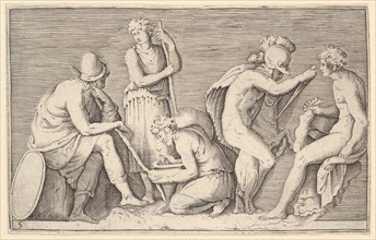 Scene of Sacrifice with Warrior Killing Ram and Four Other Figures, published ca. 1599-1622. Creator: Unknown.