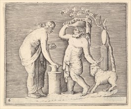 Man and Woman Sacrificing a Goat, published ca. 1599-1622. Creator: Unknown.