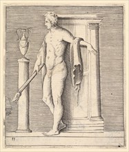 Man with Torch at Temple Door, published ca. 1599-1622. Creator: Unknown.