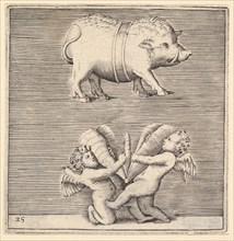 A Belted Pig and Two Cupids