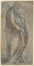 Heavily draped male Figure, 16th century. Creator: Unknown.