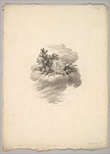 Vignette with Coin on a Cloud with Roses to the left and Doves Below and to the Right..., 1778-80. Creator: Augustin de Saint-Aubin.