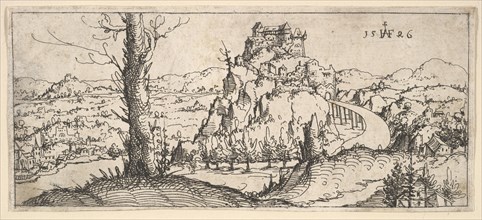 Landscape with High Rocks and Fortresses, 1546. Creator: Augustin Hirschvogel.