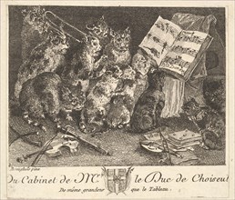 Concert of Cats, after the painting in the collection of the Duc de Choiseul, before 1771. Creator: Balthasar Anton Dunker.