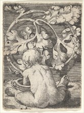 Naked Child Seen from Back Seated in Front of a Vessel, mid-17th century. Creator: Barthel Beham.