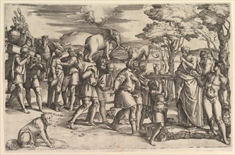Melchizadek Offering Bread and Wine to Abraham, ca. 1547. Creator: Battista Franco Veneziano.