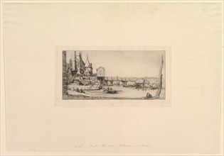 Passerelle du Pont-au-Change, après l'incendie de 1621 (The Footbridge temporarily replaci..., 1860. Creator: Charles Meryon.