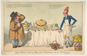 John Bull Viewing Billy's Preparations for his Birth-day, May 18, 1802. Creator: Charles Williams.