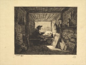 The Boat Studio, from series Voyage en Bateau, 1862, 1861. Creator: Charles Francois Daubigny.