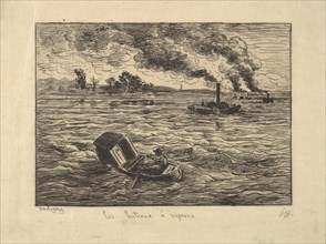 The Steam Boats, 1861. Creator: Charles Francois Daubigny.