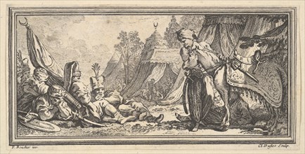Turkish Soldiers Resting, 1746-47. Creator: Claude Augustin Duflos le Jeune.
