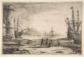 Harbour with a Large Tower, ca. 1641. Creator: Claude Lorrain.