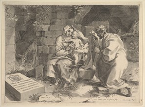 Holy Family (Repos pendant la fuite en Égypte), 1635. Creator: Claude Mellan.