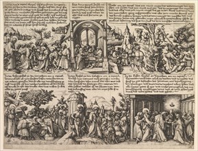 Different Scenes, from the Gospels and from Acta Apostolorum, ca. 1530. Creator: Daniel Hopfer.