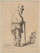 Beggar Leaning on a Stick (reverse copy), 1851. Creator: F Bradshaw.