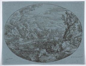 Landscape with Three Figures, 1677. Creator: Felix Meyer.