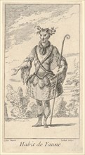Habit de Faune: a faun, a cane in his right h..., ca. 1721. Creator: Francois Joullain.