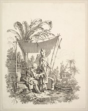 Woman Showing Curiosities to Soldier, ca. 1742. Creator: Gabriel Huquier.