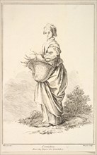 Contadina, from Recueil de diverses fig.res étrangeres Inventées par F. Boucher P...., 18th century. Creator: Gabriel Huquier.