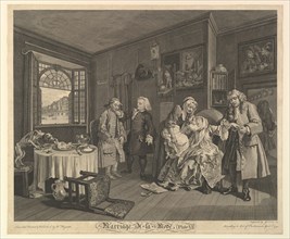 Marriage A-la-Mode, Plate VI, April 1, 1745. Creator: Gérard Jean-Baptiste Scotin.