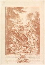 Allégorie pour la Commémoration d'un Mariage (Allegory for the Commemoration o..., mid-18th century. Creator: Gilles Demarteau.
