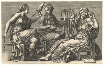 The Three Fates Clotho, Lachesis, and Atropos, 1558-59. Creator: Giorgio Ghisi.