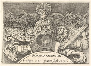 Plate 3: trophies of Roman arms from decorations above the windows on the second floor of ..., 1656. Creator: Giovanni Battista Galestruzzi.