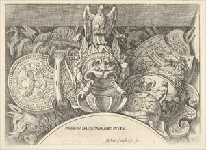 Plate 4: trophies of Roman arms from decorations above the windows on the second floor ..., 1656-58. Creator: Giovanni Battista Galestruzzi.